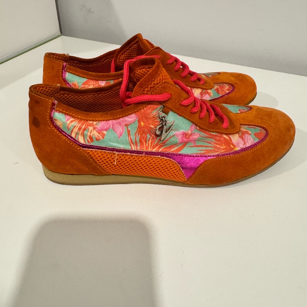 Versus Versace  orange floral sneakers - Picture 6 of 12